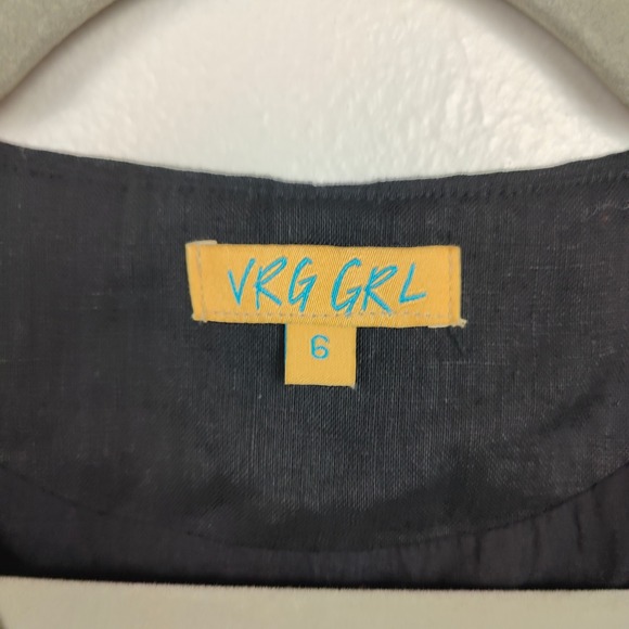 VRG GRL Streets Black Linen Vest Womens 6 Button Front Gilet Preppy‎ Minimalist - Picture 4 of 6